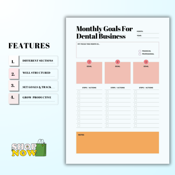 The Ultimate Dental Business Toolkit of monthly goals