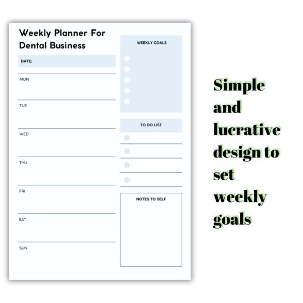 The Ultimate Dental Business Toolkit of weekly goals